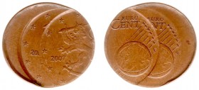 Misstrikes - België - 5 Eurocent 2007 MISSLAG excentrisch geslagen 'petje' met dubbelslag op te licht muntplaatje (3,59 gram) - UNC