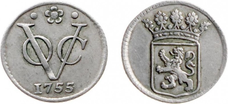 Verenigde Oost-Indische Compagnie (1602-1799) - Holland - ½ Duit 1755 AFSLAG IN ...