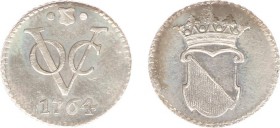 Verenigde Oost-Indische Compagnie (1602-1799) - Utrecht - ½ Duit 1764 AFSLAG IN ZILVER met kabelrand (Scho. 407) - 1.77 gram - PR/UNC