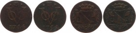 Verenigde Oost-Indische Compagnie (1602-1799) - Utrecht - Duit 1744 (Scho. 290 /RR) - Totaal 2 stuks in gem. F/ZF / zeer zeldzaam
