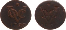 Verenigde Oost-Indische Compagnie (1602-1799) - Utrecht - Dubbele Duit 1790 mmt. Ster INCUSE geslagen (Scho. 743) - FR