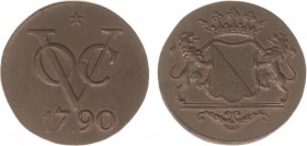 Verenigde Oost-Indische Compagnie (1602-1799) - Utrecht - Dubbele Duit 1790 mmt. Ster MUNTSLAG i.p.v. medailleslag (Scho. 743f /R) - betere afslag dan...