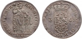 Verenigde Oost-Indische Compagnie (1602-1799) - West-Friesland - 3 Gulden 1786 (Scho. 63 / Delm. 1164 (R1) / V. 1090 / KM 140 / Dav. 424) - PR / met m...