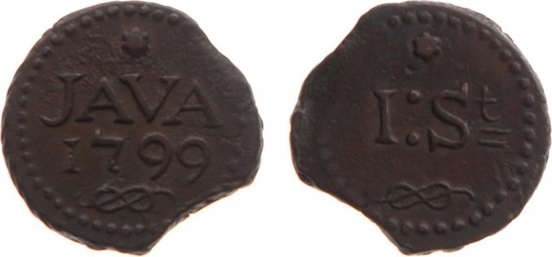 Verenigde Oost-Indische Compagnie (1602-1799) - Java - Noodmunt van 1 Stuiver 17...