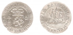 Nederlands-Indië - Bataafse Republiek (1799-1806) - Munten te Enkhuizen geslagen - 1/8 Scheepjesgulden 1802 met binnencirkel om wapen (Scho. 494c) met...