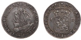 Nederlands-Indië - Bataafse Republiek (1799-1806) - Munten te Enkhuizen geslagen - Scheepjesgulden 1802 met grote mast links van de 'T' (Scho. 488a) -...