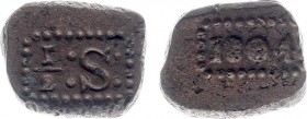 Nederlands-Indië - Bataafse Republiek (1799-1806) - Java - ½ Stuiver Bonk 1804 (Scho. 551 / RRR) - 7.51 gram - VZ ½:S: in rechthoekige parelrand / KZ ...