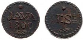 Nederlands-Indië - Bataafse Republiek (1799-1806) - Java - Noodmunt van 1 Stuiver 1800 (Scho. 554) gemaakt van kanonnen - ZF+