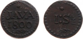 Nederlands-Indië - Bataafse Republiek (1799-1806) - Java - Noodmunt van 1 Stuiver 1800 (Scho. 554d) met grotere cijfers in het jaartal - gemaakt van k...