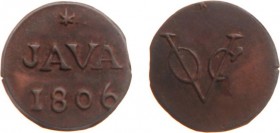 Nederlands-Indië - Bataafse Republiek (1799-1806) - Batavia - Duit 1806 met VOC-monogram (Scho. 555a) met Romeinse I - ZF+