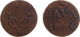 Nederlands-Indië - Bataafse Republiek (1799-1806) - Batavia - Duit 1806 met VOC-monogram (Scho. 555c /R) met spitse 1 i.p.v. Romeinse I - F/ZF