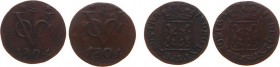 Nederlands-Indië - Bataafse Republiek (1799-1806) - Gelderland - Duit 1804 (Scho. 504a/S) - ZF/PR + Duit 1804: variant met grote ronde 0 (Scho. 504b/S...