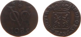 Nederlands-Indië - Bataafse Republiek (1799-1806) - Gelderland - Duit 1085 i.p.v. 1805 geslagen met foutief stempel (Scho. 505d/RRR) - VZ VOC - monogr...