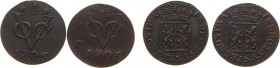 Nederlands-Indië - Bataafse Republiek (1799-1806) - Gelderland - Duit 1806 (Scho. 506a + 506b) varianten met 'normale' en meer gebogen 6 - Totaal 2 st...