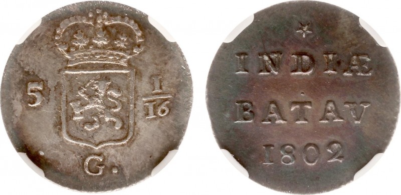 Nederlands-Indië - Bataafse Republiek (1799-1806) - Holland - Duit 1802 mt. Ster...