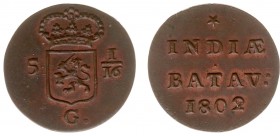 Nederlands-Indië - Bataafse Republiek (1799-1806) - Holland - Duit 1802 (Scho. 507) - met mooie kleur - PR/UNC