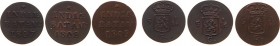 Nederlands-Indië - Onder het Koninkrijk Holland en het Franse Keizerrijk (1806-1811) - Java - Duit 1807 + 1808 + 1809 (Scho. 556 + 557 + 558) - totaal...