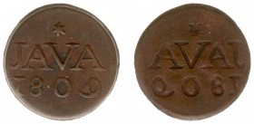 Nederlands-Indië - Onder het Koninkrijk Holland en het Franse Keizerrijk (1806-1811) - Java - Duit 1809 MISSLAG zonder VOC monogram INCUSE geslagen (S...