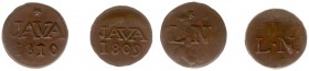 Nederlands-Indië - Onder het Koninkrijk Holland en het Franse Keizerrijk (1806-1811) - Java - Duit 1809 + 1810 met LN (Lodewijk Napoleon) mmt. Zespunt...