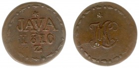 Nederlands-Indië - Onder het Koninkrijk Holland en het Franse Keizerrijk (1806-1811) - Java - Duit 1810Z Lodewijk Napoleon met randcirkels van pijlpun...