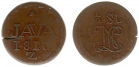 Nederlands-Indië - Onder het Koninkrijk Holland en het Franse Keizerrijk (1806-1811) - Java - ½ Stuiver 1810 met waarde-aanduiding BOVEN monogram LN (...