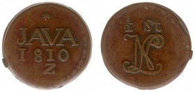 Nederlands-Indië - Onder het Koninkrijk Holland en het Franse Keizerrijk (1806-1811) - Java - ½ Stuiver 1810 met waarde-aanduiding BOVEN monogram LN (...