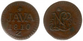 Nederlands-Indië - Onder het Koninkrijk Holland en het Franse Keizerrijk (1806-1811) - Java - ½ Stuiver 1810 met groot monogram en Z onder 8I (Scho. 5...