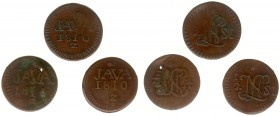 Nederlands-Indië - Onder het Koninkrijk Holland en het Franse Keizerrijk (1806-1811) - Java - ½ Stuiver 1810 met Z onder I (Scho. 576e) - Totaal 3 stu...