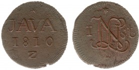 Nederlands-Indië - Onder het Koninkrijk Holland en het Franse Keizerrijk (1806-1811) - Java - 1 Stuiver 1810 Z met LN ineengestrengeld tussen 1-St (Sc...