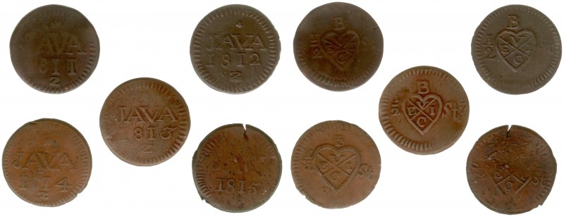 Nederlands-Indië - Brits Bestuur (1811-1816) - ½ Stuiver 1811, 1812, 1813, 1814 ...