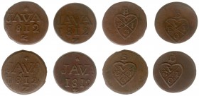 Nederlands-Indië - Brits Bestuur (1811-1816) - ½ Stuiver 1812 (Scho. 610) - Totaal 4 stuks in gem. ZF