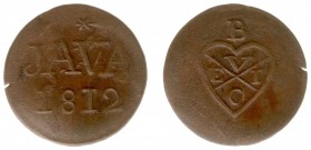 Nederlands-Indië - Brits Bestuur (1811-1816) - ½ Stuiver 1812 ZONDER mmt. Z (Scho. 611) - F/ZF / zeldzaam