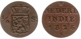 Nederlands-Indië - Nederlands-Indisch Gouvernement (1816-1949) - 1/4 Stuiver 1826 mmt. S (Scho. 647a) - 3.36 gram - PR/UNC