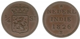 Nederlands-Indië - Nederlands-Indisch Gouvernement (1816-1949) - 1/4 Stuiver 1826 S PROEFSLAG met verzorgde stempels en parelrand - ONBEKEND (Scho. - ...