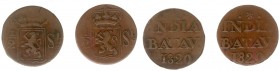 Nederlands-Indië - Nederlands-Indisch Gouvernement (1816-1949) - 1/2 Stuiver 1820 met INDIA i.p.v. INDIAE (Scho. 672d /R) - Totaal 2 stuks in gem. ZF-...
