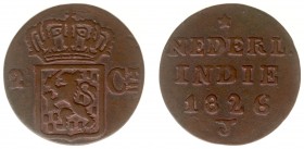 Nederlands-Indië - Nederlands-Indisch Gouvernement (1816-1949) - 1/2 Stuiver 1826 J - Hybride - met de KZ van een 2 Cent stuk (Scho. 647 / Scho. 741) ...