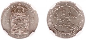 Nederlands-Indië - Nederlands-Indisch Gouvernement (1816-1949) - 1/10 Gulden 1909 (Scho. 839) - NGC MS64