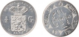 Nederlands-Indië - Nederlands-Indisch Gouvernement (1816-1949) - 1/4 Gulden 1854 (Scho. 749) - gepoetst - PR/UNC
