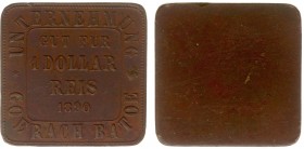 Plantagegeld / Plantation tokens - Goerach Batoe - 1 Dollar Reis 1890 (LaBe 85 / LaWe 94) - Square - Obv. Value within square + Unternehmung Goerach B...
