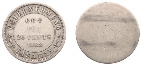Plantagegeld / Plantation tokens - Kisaran - 20 Cents 1888 (LaBe 115 R1 / LaWe 139-140) - Obv. Value within cirkel + Unternehmung Kisaran / Rev: Plain...