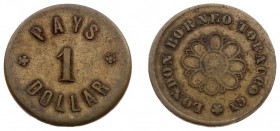 Plantagegeld / Plantation tokens - London Borneo Tobacco Company - 1 Dollar z.j. (voor 1896) (LaWe 712 var. /RRR) - Vz: Waardeaanduiding, schuine haal...