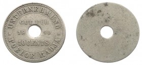 Plantagegeld / Plantation tokens - Poeloe Radja - 10 Cents 1890 (LaBe 165 R2 / LaWe 216-217) - Obv. Value within cirkel + Unternehmung Poeloe Radja / ...