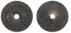 Plantagegeld / Plantation tokens - Poeloe Radja - Dollar 1890 (LaBe 166 R1 / LaWe 218/219) - Obv. Value within cirkel and central hole / Rev: Plain - ...
