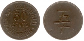 The Akio Seki Collection - Blimbing - 50 cents c.1888 - 1903 (LaBe 47a / LaWe - / Scho. -) - Obv. Value. Legend: Graf Bentheim - Blimbing / Rev. Value...