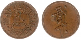 The Akio Seki Collection - Blimbing - 20 cents c.1888 - 1903 (LaBe 48 / LaWe 51b / Scho. 1043) - Obv. Value. Legend: Graf Bentheim - Blimbing / Rev. V...