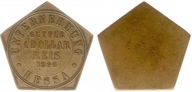 The Akio Seki Collection - Hessa - 1 Dollar Reis 1890 (LaBe 100 / LaWe 116 / Scho. 1072) - Obv. Pentagonal , value, date. Legend: Unternehmung Hessa /...
