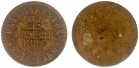 The Akio Seki Collection - Kisaran - 1 Dollar Reis 1888 (LaBe 117a / LaWe 145/146 / Scho. -) - Obv. Gut für - value - Reis- 1888. Legend: Unternehmung...
