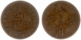 The Akio Seki Collection - Kwala Begoemit - 20 cents c.1880 - c.1896 (LaBe 126 / LaWe 151b / Scho. -) - Obv. Numeric value. Legend: Kwala Begoemit - C...
