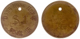 The Akio Seki Collection - Oong Hong Heng - 1 Dollar c.1890 - c.1910 (LaBe 147 / LaWe 193 / Scho. -) - Obv. Numeric value. Legend above: Oong Hong Hen...