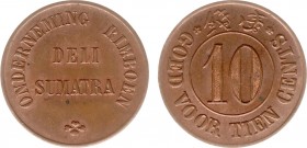 The Akio Seki Collection - Rimboen - 10 cents c.1889 - c.1904 (LaBe 171a / LaWe 235 / Scho. 1114) - Obv. Deli Sumatra in two lines . Legend: Ondernemi...